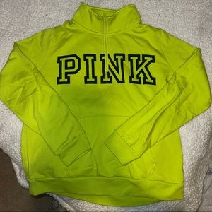 PINK neon green quarter zip